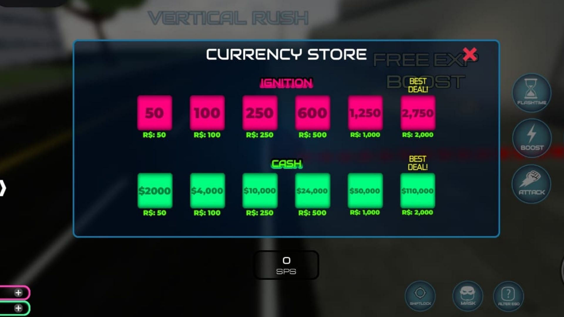 Buy Ignition from the Currency Store (Image via Roblox)